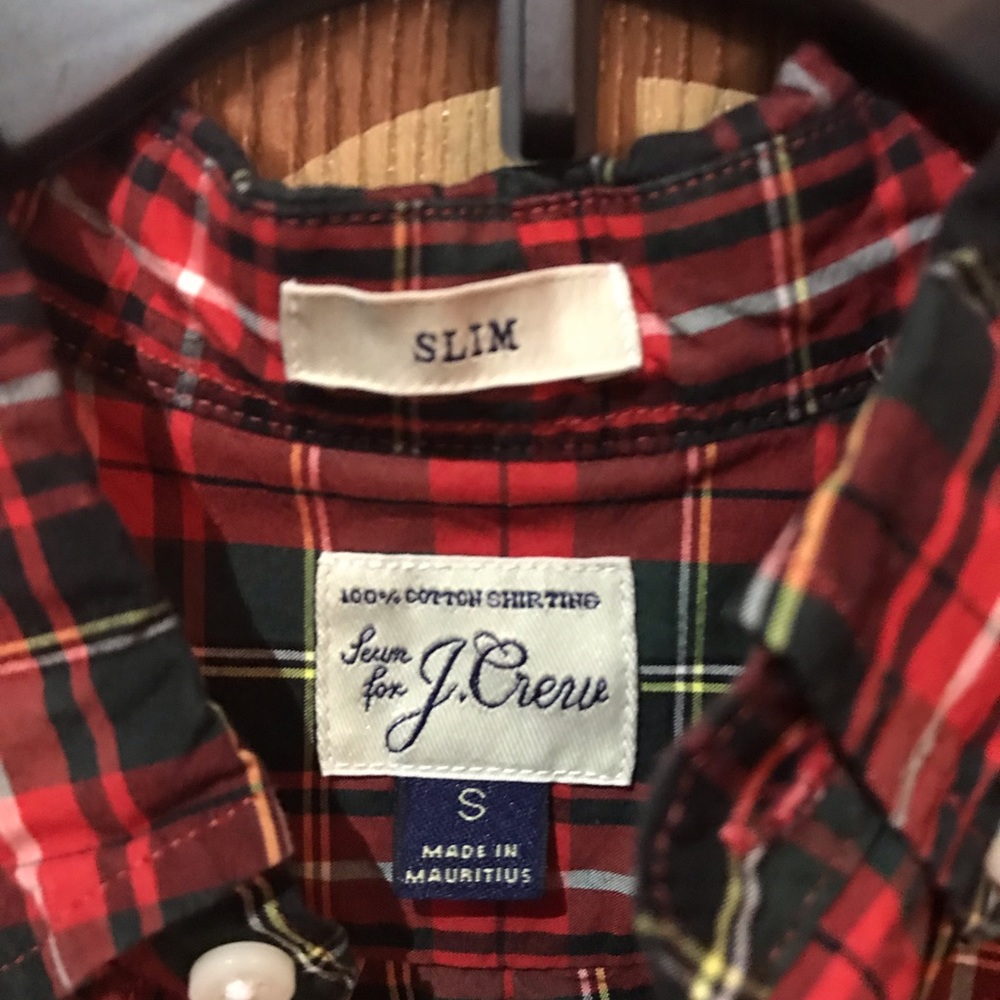 J Crew Red and Green Plaid Button Down Long Sleeve - Picture 2 of 2